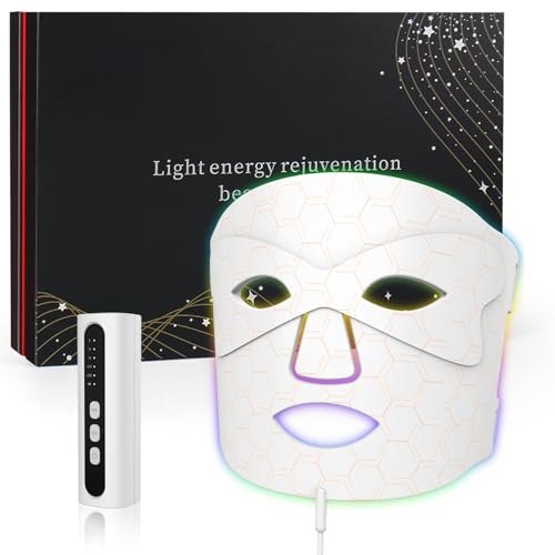 Red Light Therapy Mask,7+1 Color Led Face Light Therapy Mask with Remote Control Flexible Silicone Infrared Face Light Therapy with Timing Function Led Mask Light Therapy Suitable for Use at Home