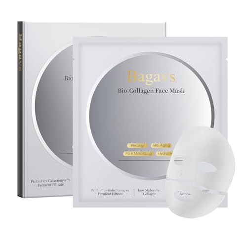 Bio Collagen Face Mask Overnight Hydrating Mask for Skin Care, Pore Minimizing, Anti-Aging, Pack of 4