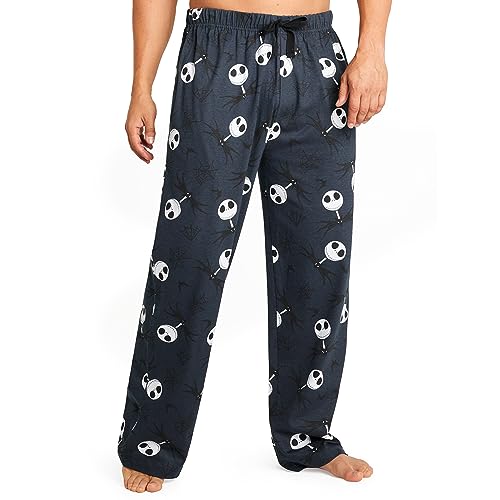 Disney Mens Pyjama Bottoms PJs Loungewear Nightwear Teenagers Comfy Soft Trousers Lounge Pants with Pockets Sleepwear Gifts for Men (M, Navy Jack)