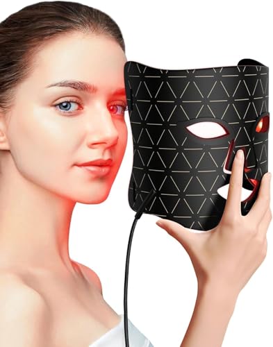 FOLOKE LED Light Therapy Mask Skin Care Mask, LED Red Light Therapy 630nm & 830nm Wavelength for Home Use, Body Beauty Machine for Care at Home(Black)