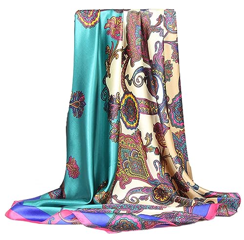 Traziewell Silk Head Scarf for Sleeping Womens Scarves Hijab Square Scarves 35″ Bandanas Ladies Scarfs 3924