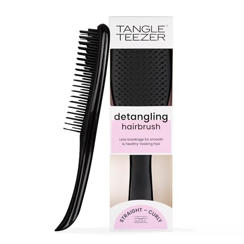 Tangle Teezer Ultimate Detangler Hairbrush – For Wet & Dry Hair – Detangling Brush for All Hair Types – Two-Tiered Teeth Reduce Breakage & Eliminate Knots – Liquorice Black