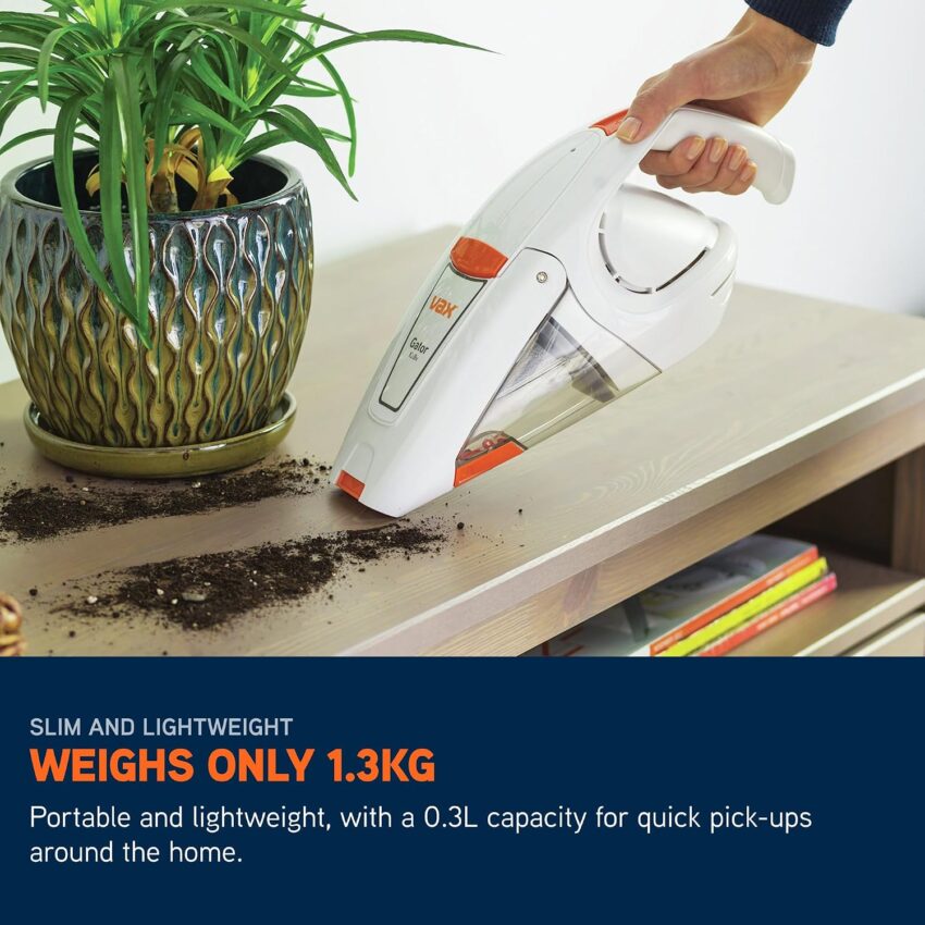 A Practical Home Upgrade: Vax Gator Cordless Handheld Vacuum Cleaner | Lightweight, Quick Cleaning | Built-in Crevice Tool – H85-GA-B10, 0.3 Litre, White and Orange – Save 0%