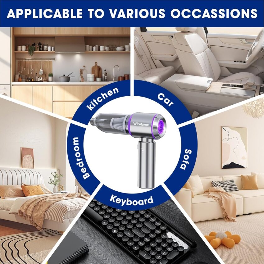 A Practical Home Upgrade: Handheld Car Vacuum Cleaner Cordless Powerful 22000Pa Strong Cyclonic Suction Blowing Brushless Motor Portable Rechargable Lightweight for Pet Hair Vehicle Home Office (purple) – Save 5%