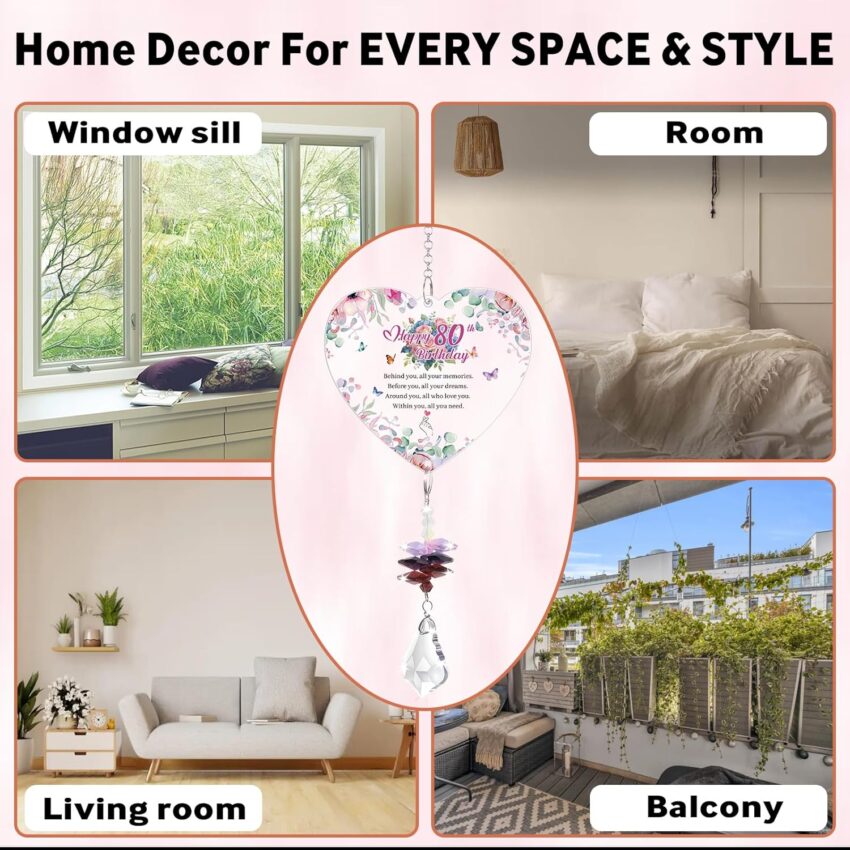 Gift & Style Find: 80th Birthday Gifts For Women, Crystal Suncatcher, 80th Birthday Gifts For Mum Her, Gifts For 80 Year Old Woman, Present For Mum Auntie Grandma Wife Friends Teacher – Save 22%