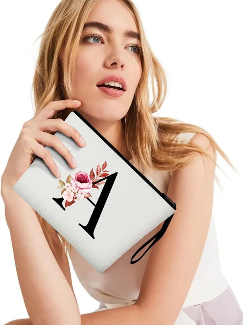 Gift & Style Find: A-Z Personalized Makeup Bag, Birthday Gifts for Women Mom Bridesmaid (A) – Save 0%