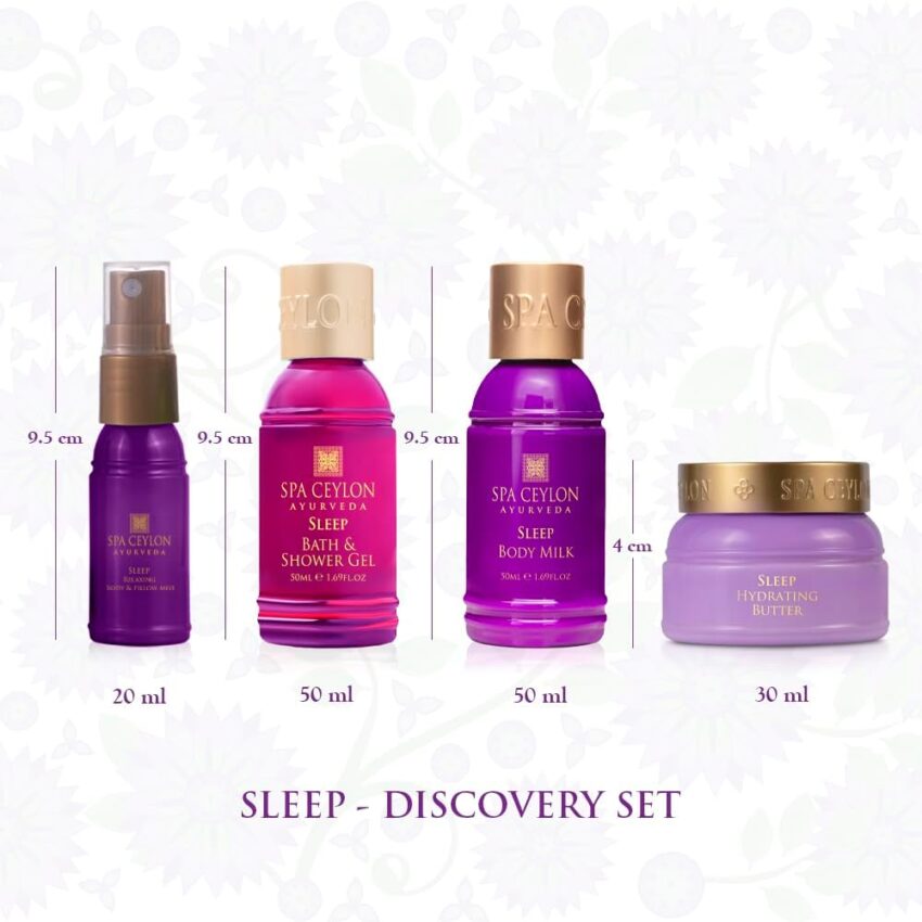 Gift & Style Find: SPA CEYLON Sleep Discovery Set | Ayurvedic Discovery Set for Deep Restful Sleep | Lavender | Body Cleanser 50ml, Body Milk 50ml, Body Mist 20ml, Body butter 30g | Organic | Gift Set – Save 0%